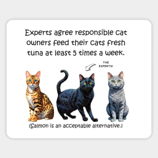 Experts agree responsible cat owners feed their cats fresh tuna at least 5 times a week - funny watercolour cat designs Magnet